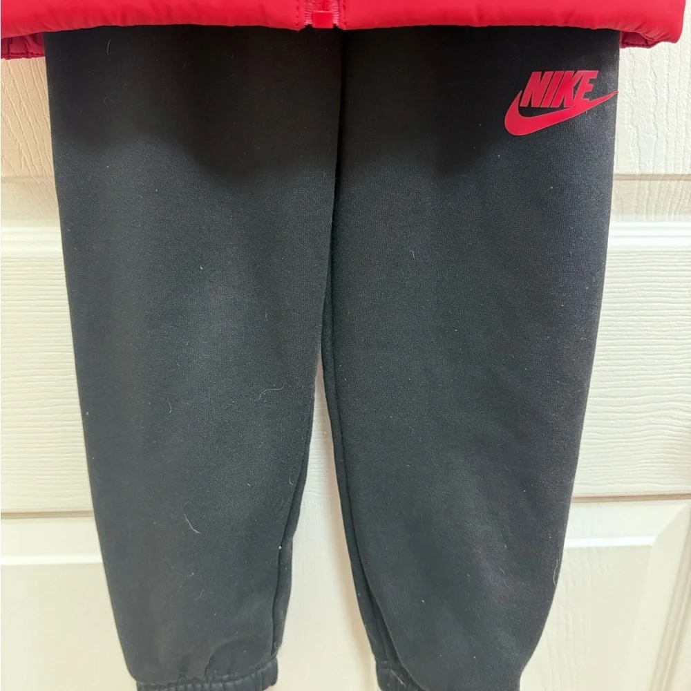 Nike Red Puffer Vest with Black Joggers, Size 4